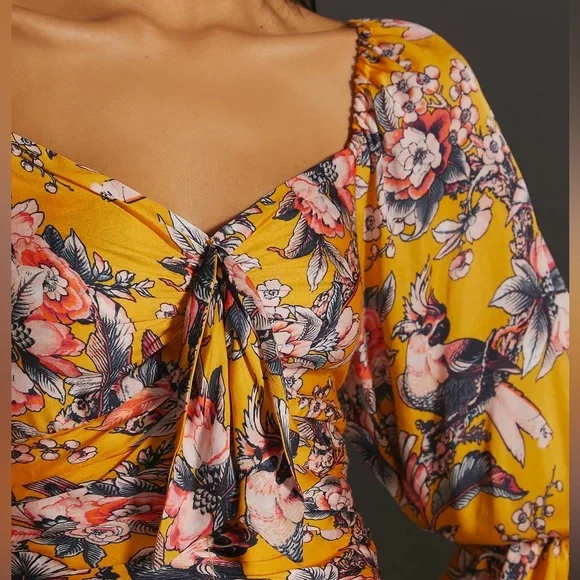 Anthropologie Ranna Gill Ruched Floral Mini Dress - Picture 11 of 16